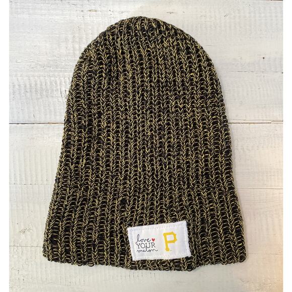 Love Your Melon Woven Knit Beanie Slouch Hat Black & Gold Pitsburgh Steelers NFL - Picture 11 of 11